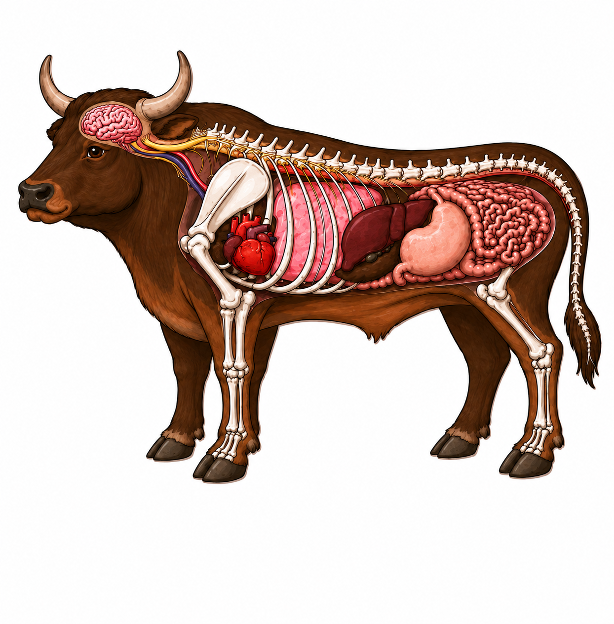 Anatomical illustration of a bull